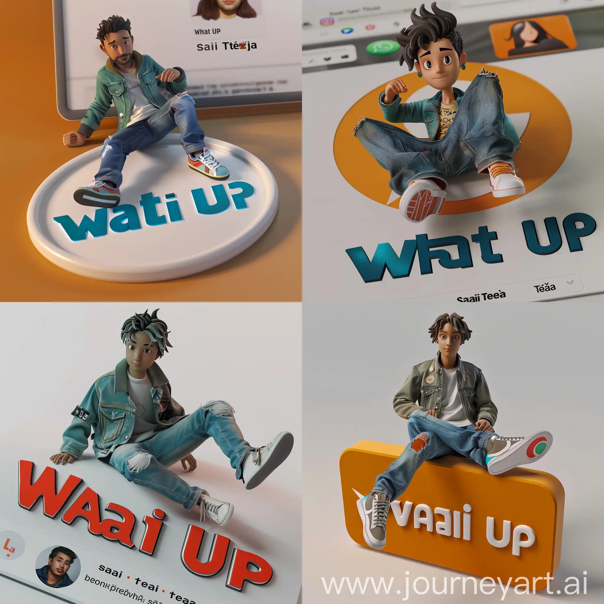 Casual-Animated-Character-Sitting-on-Whats-Up-Social-Media-Logo