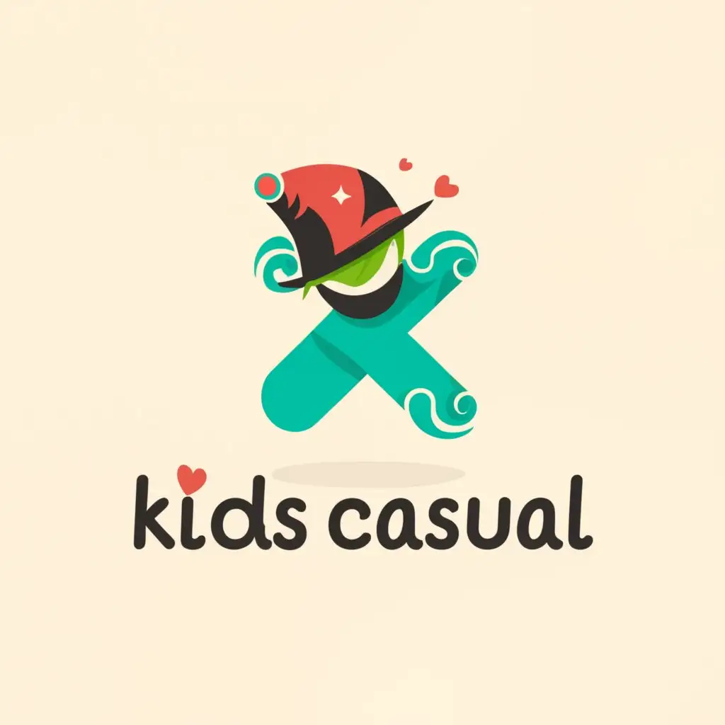 a logo design,with the text "Kids Casual", main symbol:K,Moderate,be used in Retail industry,clear background