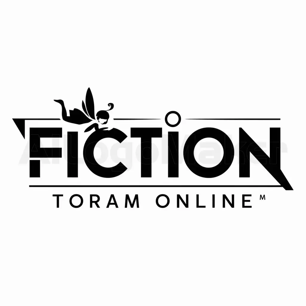 a logo design,with the text "Fiction", main symbol:Fairy, game, toram online,complex,be used in Game industry,clear background