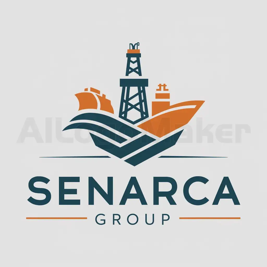 a logo design,with the text "SENARCA Group", main symbol:Mantenimiento of Buques and oil drilling rigs,complex,clear background