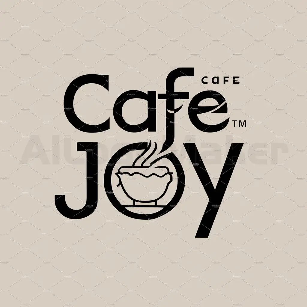 a logo design,with the text "CAFE JOY", main symbol:COT WITH A BOWL IS CHILLING,Moderate,be used in Restaurant industry,clear background