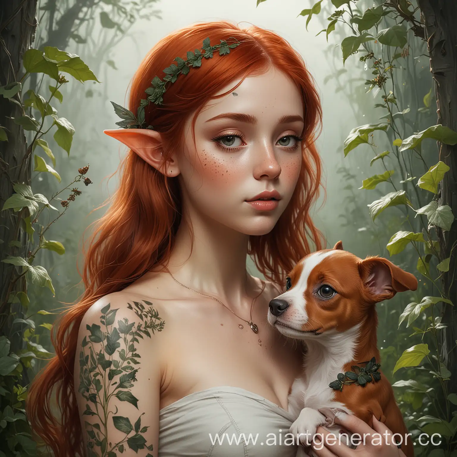 AuburnHaired-Elf-Girl-with-Healing-Herbs-and-Puppy-in-Acidic-Environment