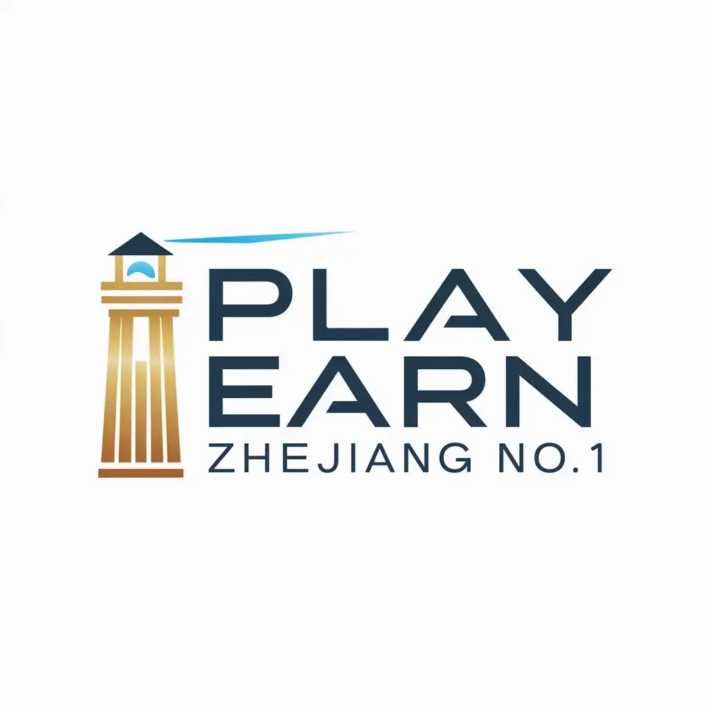 LOGO-Design-For-Play-Earn-Zhejiang-No1-Lighthouse-Symbol-with-Gold-and-Blue-Elements