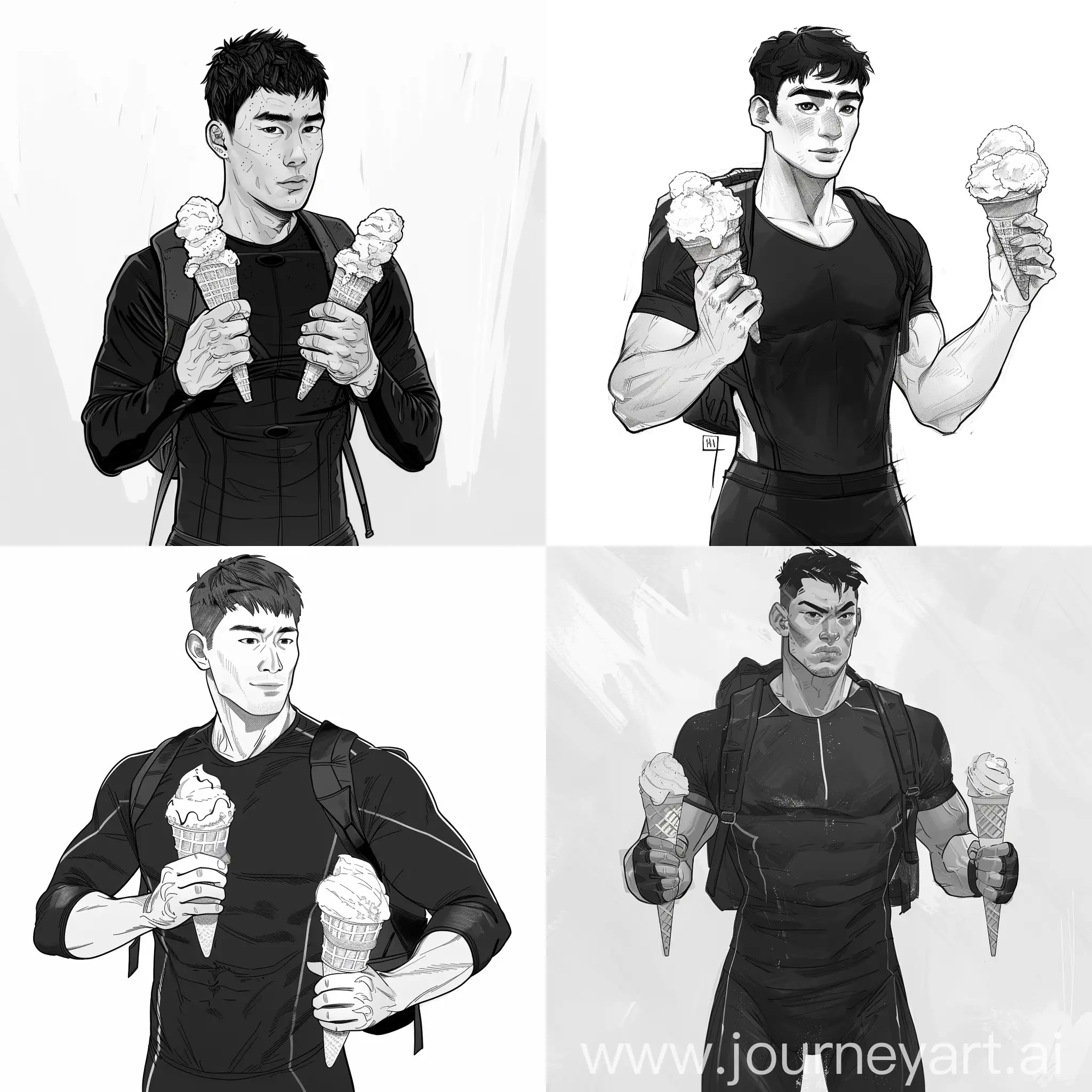 Tall-Kazakh-Judo-Practitioner-with-PuppyLike-Eyes-Enjoying-Ice-Cream