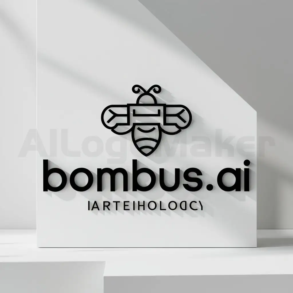 a logo design,with the text "BOMBUS.AI", main symbol:ARTIFICIAL INTELLIGENCE AND BEE SYMBOLS,Minimalistic,be used in Technology industry,clear background