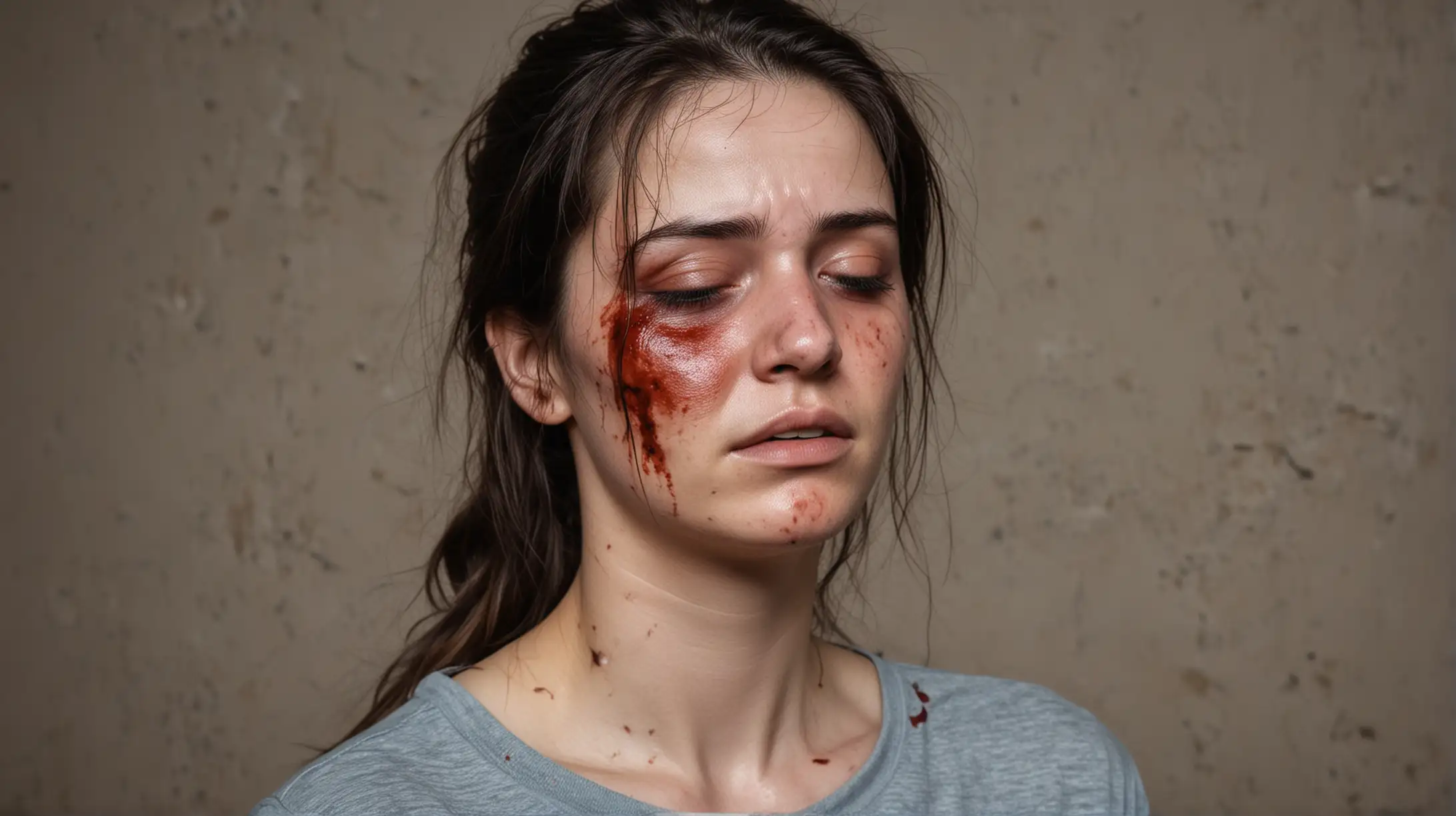 Portrait of a Woman with Facial Bruises Survivor of Domestic Violence