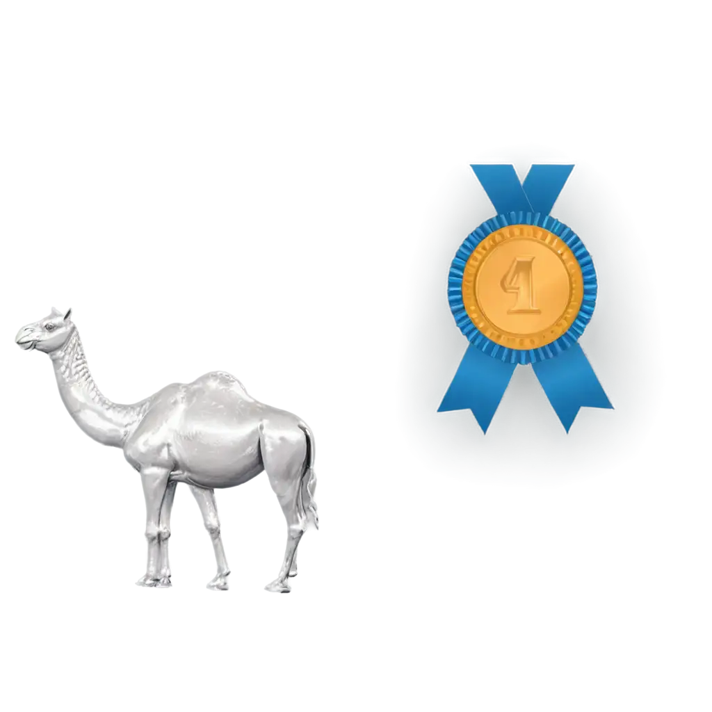 Platinum beautifully designed shiny medal with a camel and the number 48