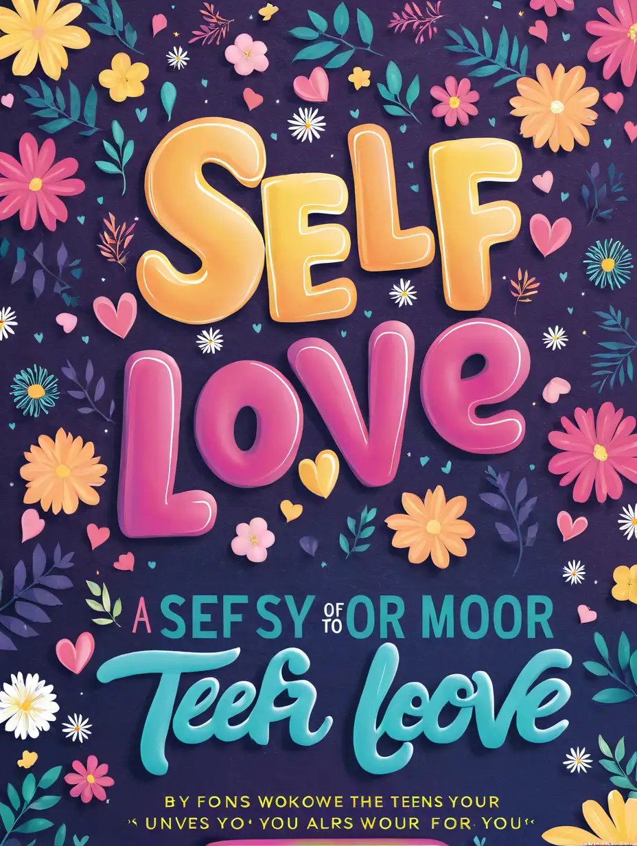 book cover for a self love workbook for teens. 