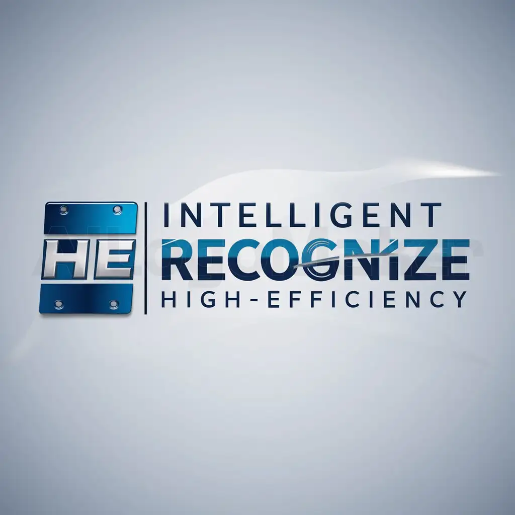 a logo design,with the text "intelligent recognize high-efficiency", main symbol:license plate,Moderate,be used in Automotive industry,clear background