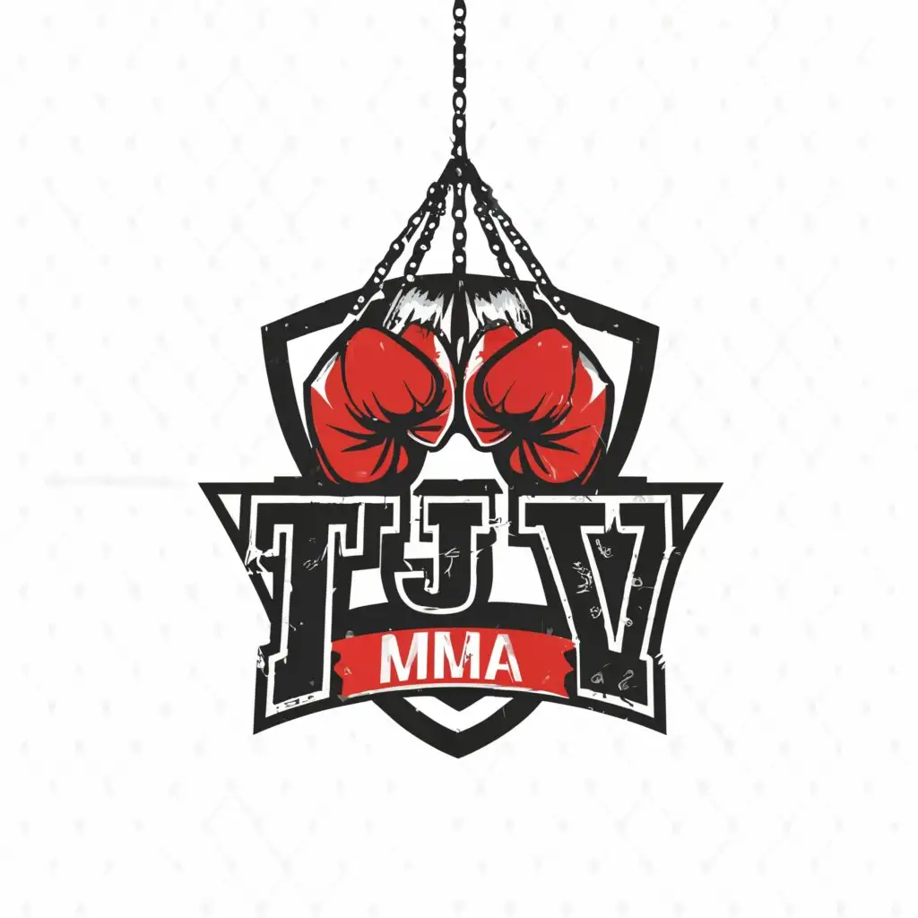 a logo design,with the text "Tjv MMA", main symbol:boxing glove, fighting,Moderate,be used in Sports Fitness industry,clear background