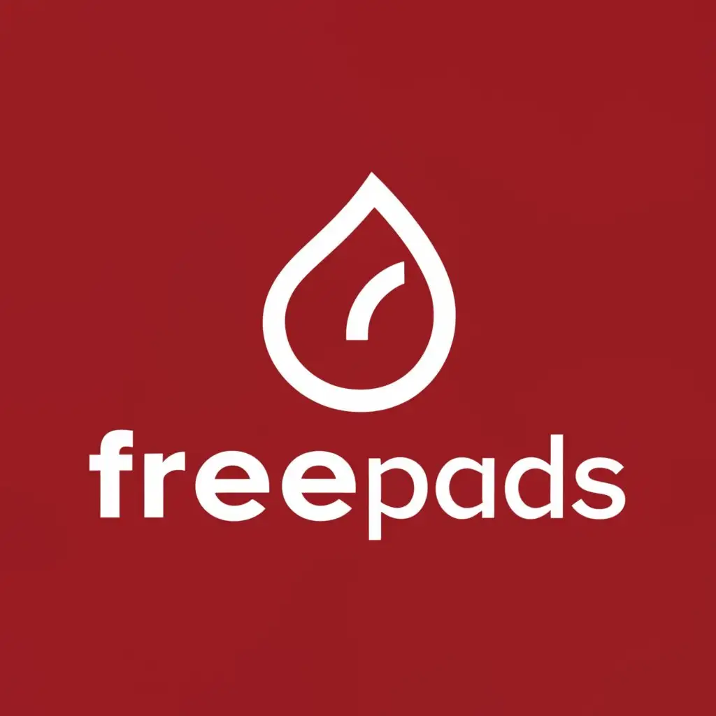 a logo design,with the text "freePads", main symbol:blood drop,Minimalistic,be used in Others industry,clear background