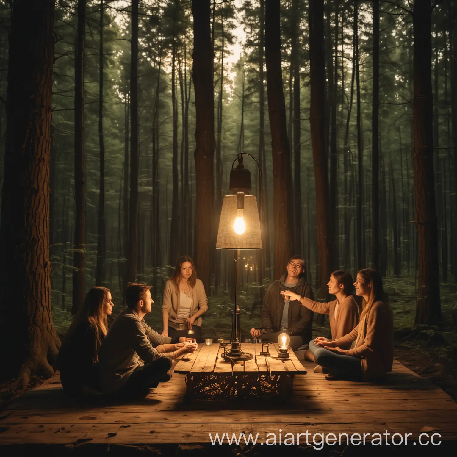 Cozy-Gathering-Around-Forest-Table-Lamp