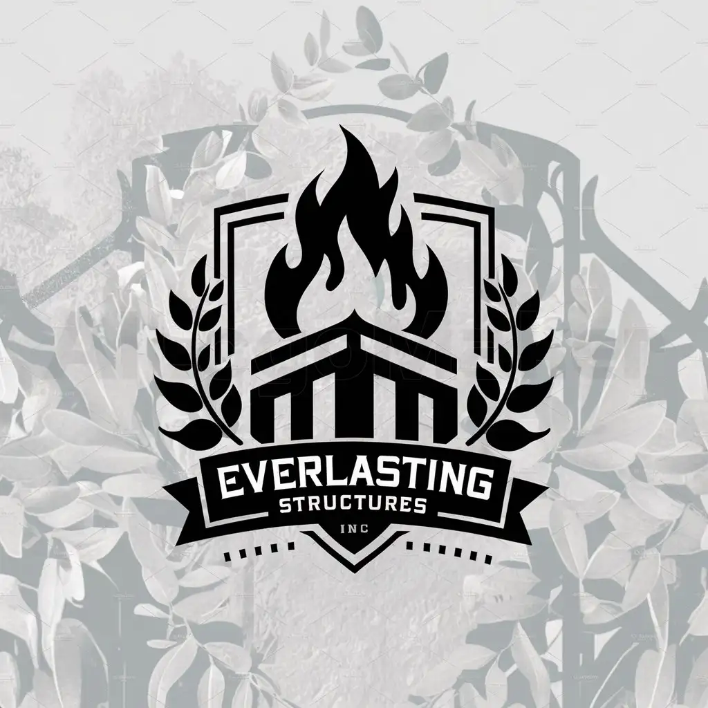 LOGO-Design-For-Everlasting-Structures-Inc-Timeless-Flame-Architectural-Elegance-with-Natures-Touch