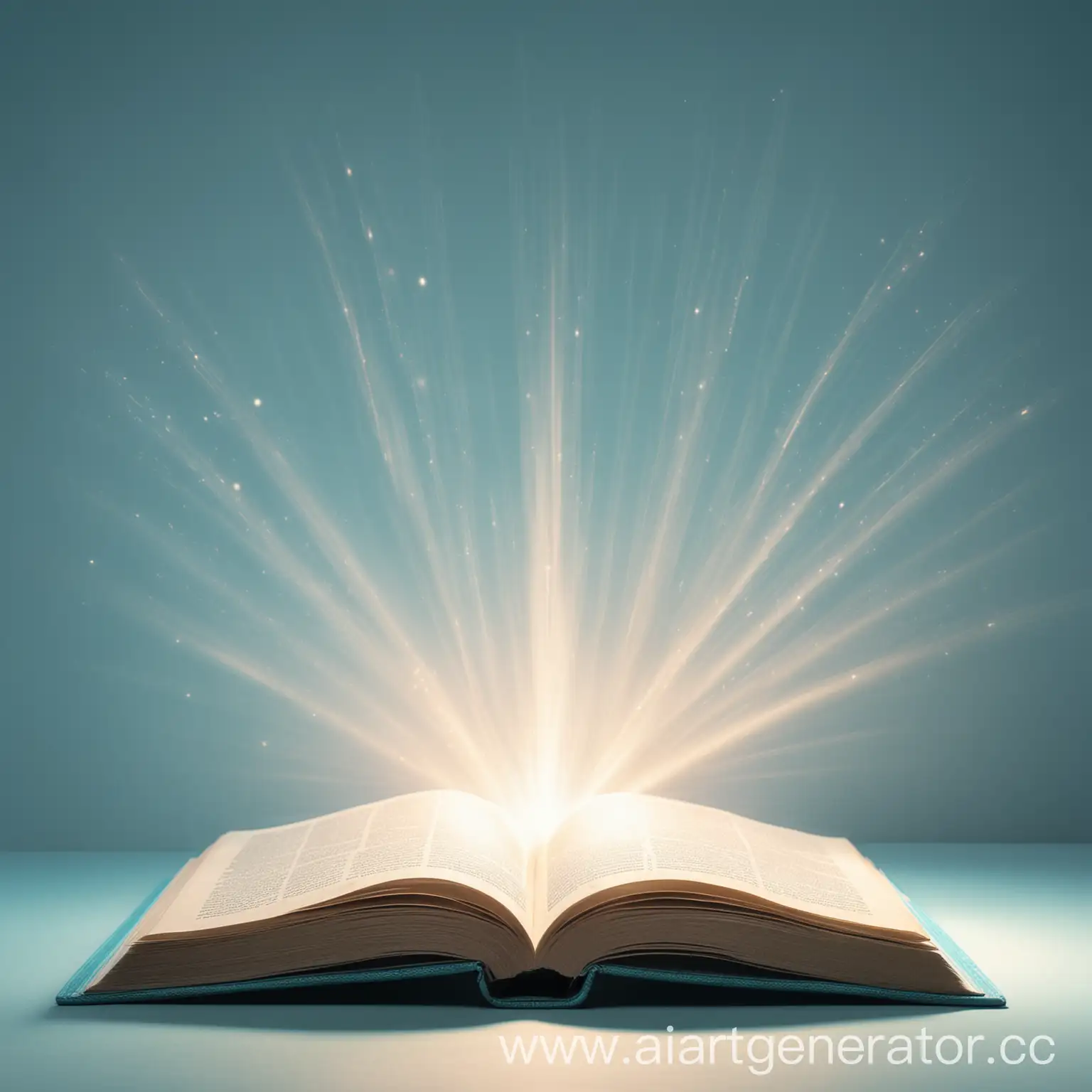 Illuminated-Open-Book-on-Light-Blue-Background