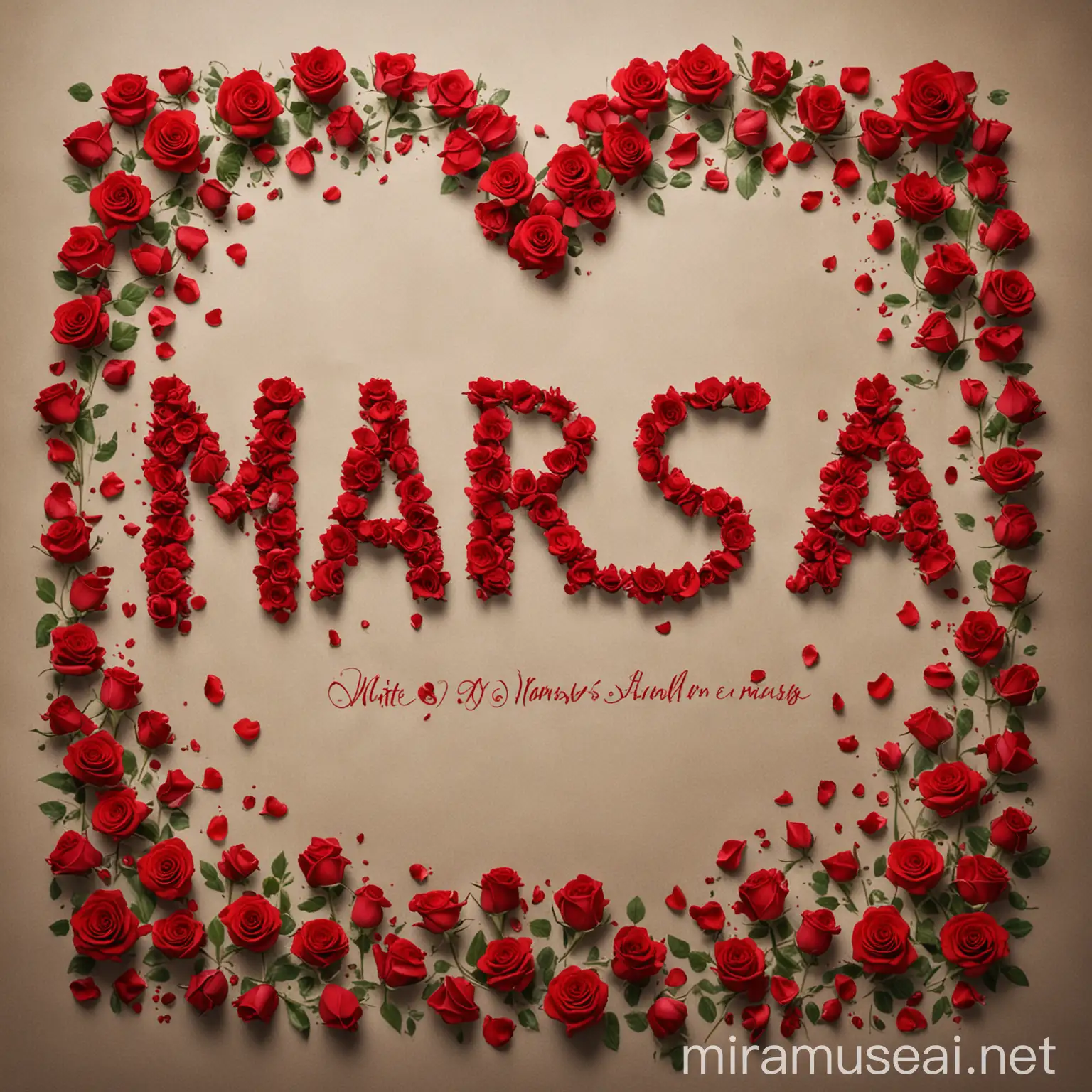 Artistic Representation MARESA with Red Rose Petals