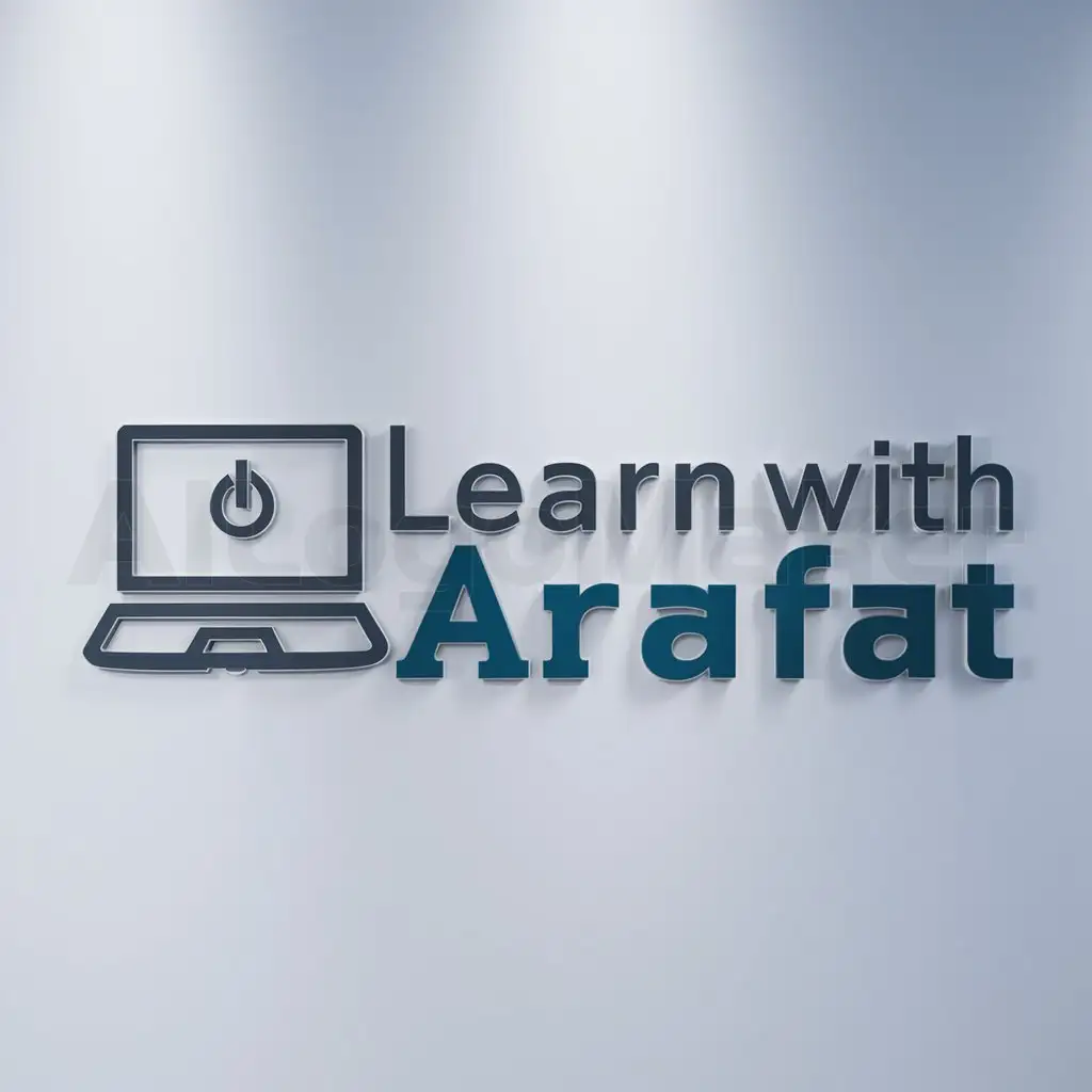 a logo design,with the text "Learn With Arafat", main symbol:laptop,Moderate,be used in Technology industry,clear background