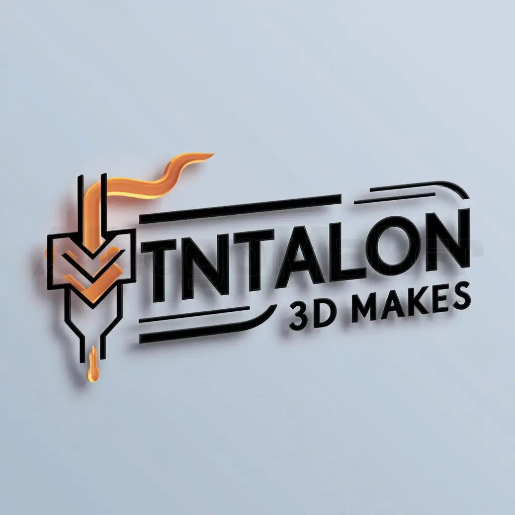 a logo design,with the text "TinTalon 3d Makes", main symbol:3d printer nozzle,Moderate,be used in Technology industry,clear background