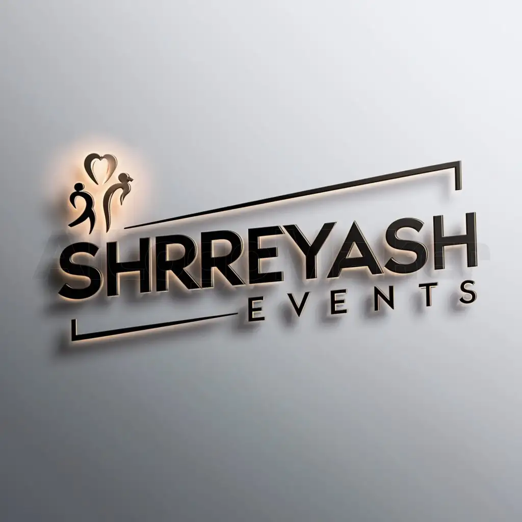 a logo design,with the text "shreyash events", main symbol:parties and events,complex,be used in Events industry,clear background