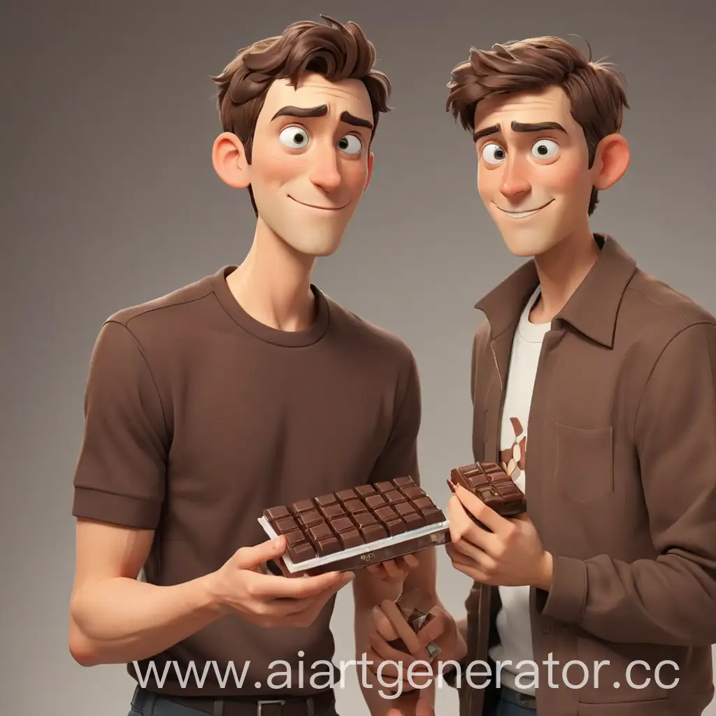 Cartoon-Character-Sharing-Chocolate-Gift