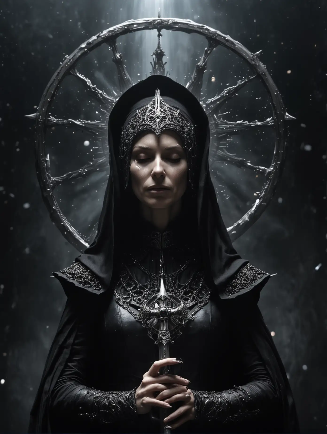 Mystical-Sister-Gesserit-with-Crown-and-Sword-in-Cosmic-Void