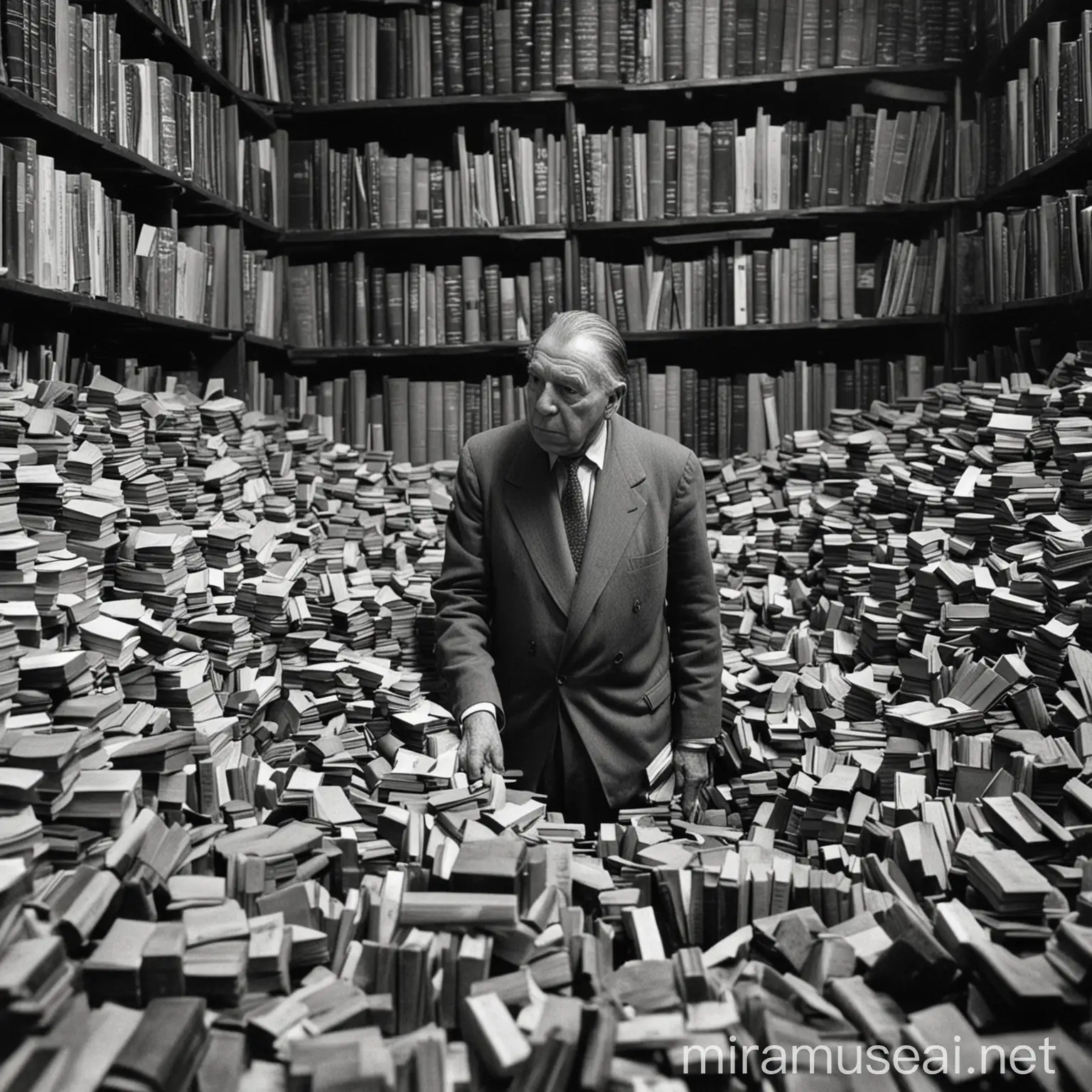 Jorge Luis Borges  lost among books