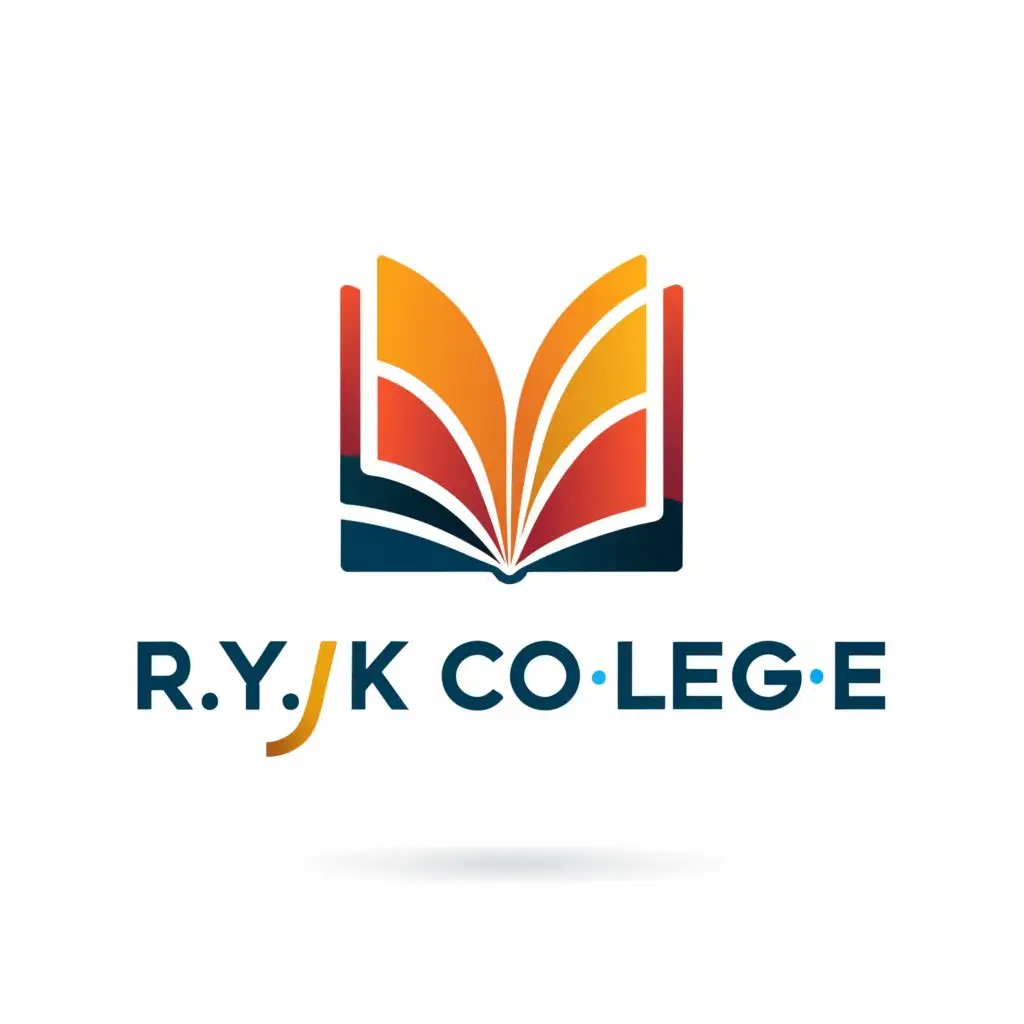a logo design,with the text "R.Y.K COLLEGE", main symbol:Book,Moderate,clear background