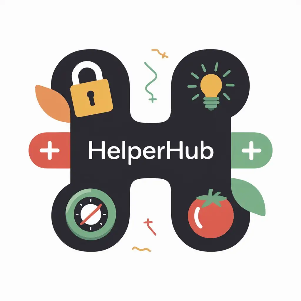 Придумай значок для мобильного приложения "HelperHub", где можно оставлять заметки, получать советы, есть Помидоро таймер для концентрации, можно добавлять проекты