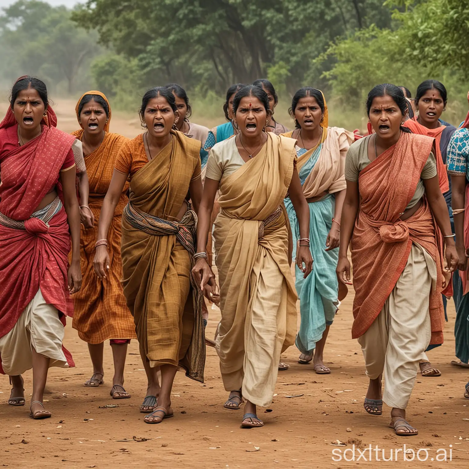 Group of angry Indian village women