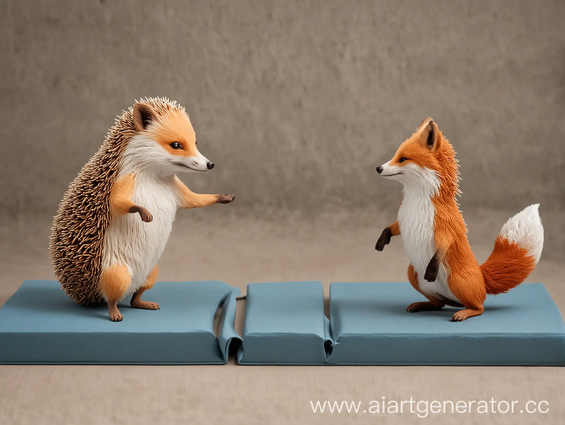Hedgehog-and-Fox-Engage-in-Relaxing-Yoga-Session