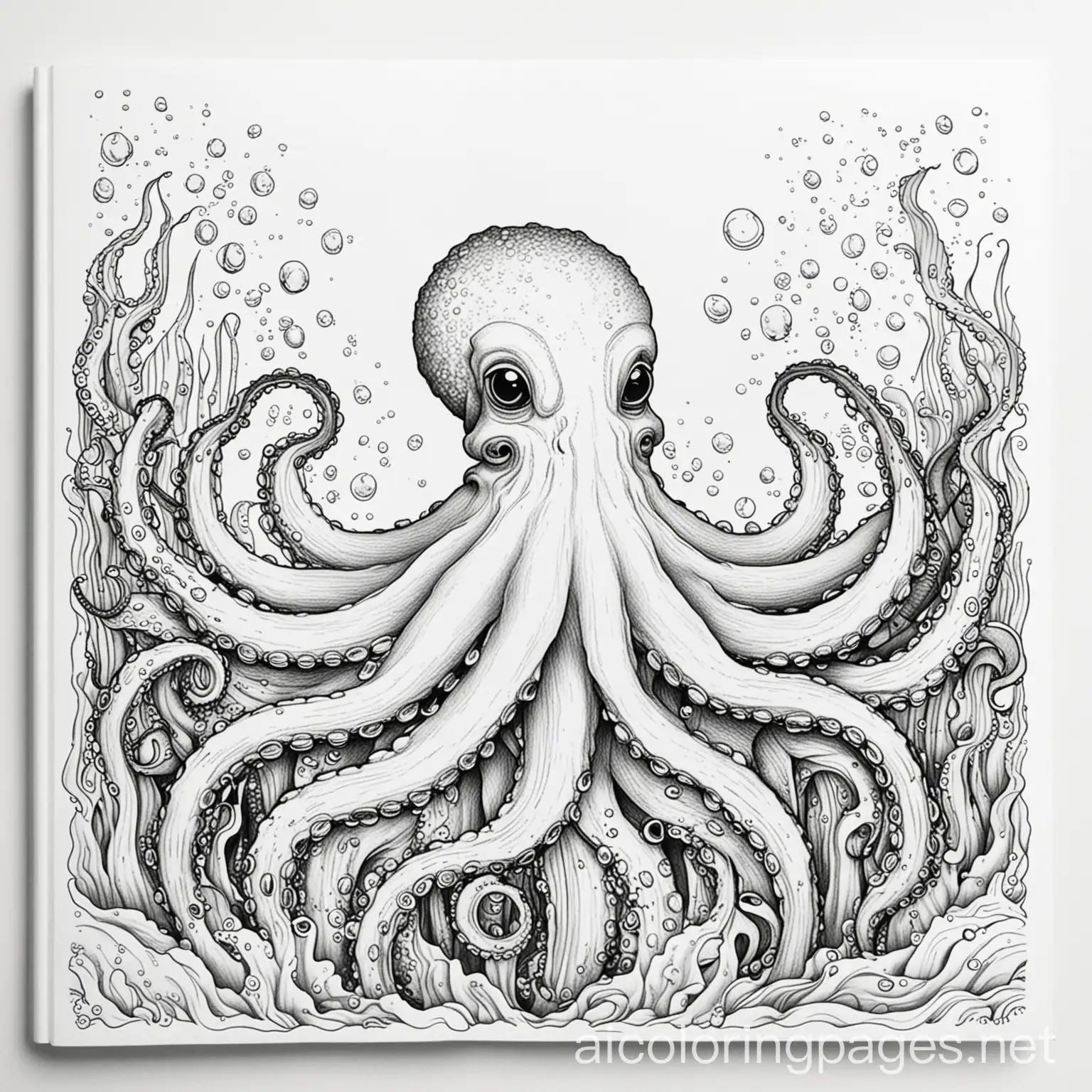 Coloring-Page-Octopus-with-8-Legs-in-Ocean