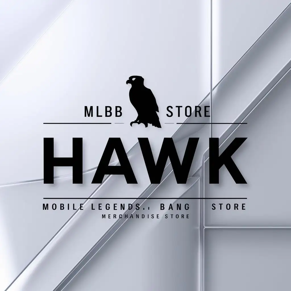 a logo design,with the text "HAWK", main symbol:MLBB STORE,Minimalistic,clear background