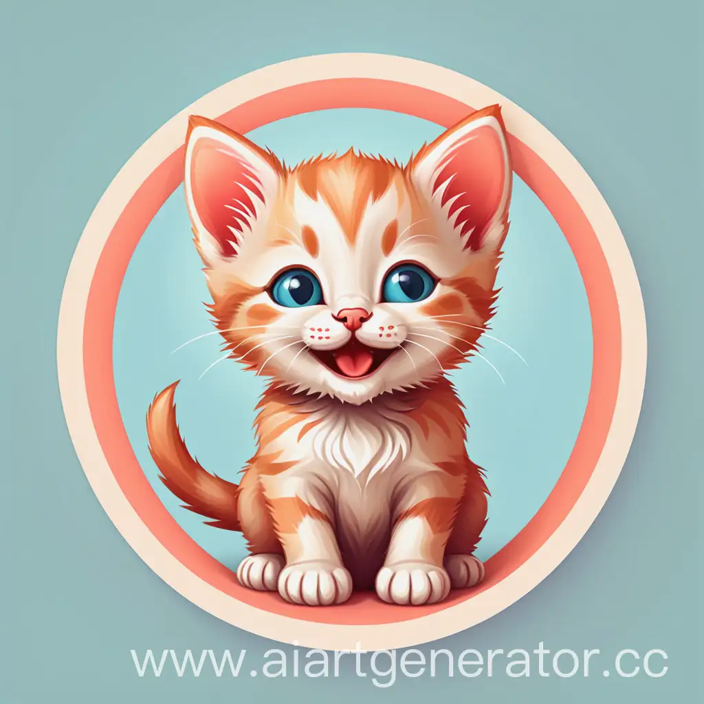 Cheerful-Kitten-Icon-in-Circular-Frame