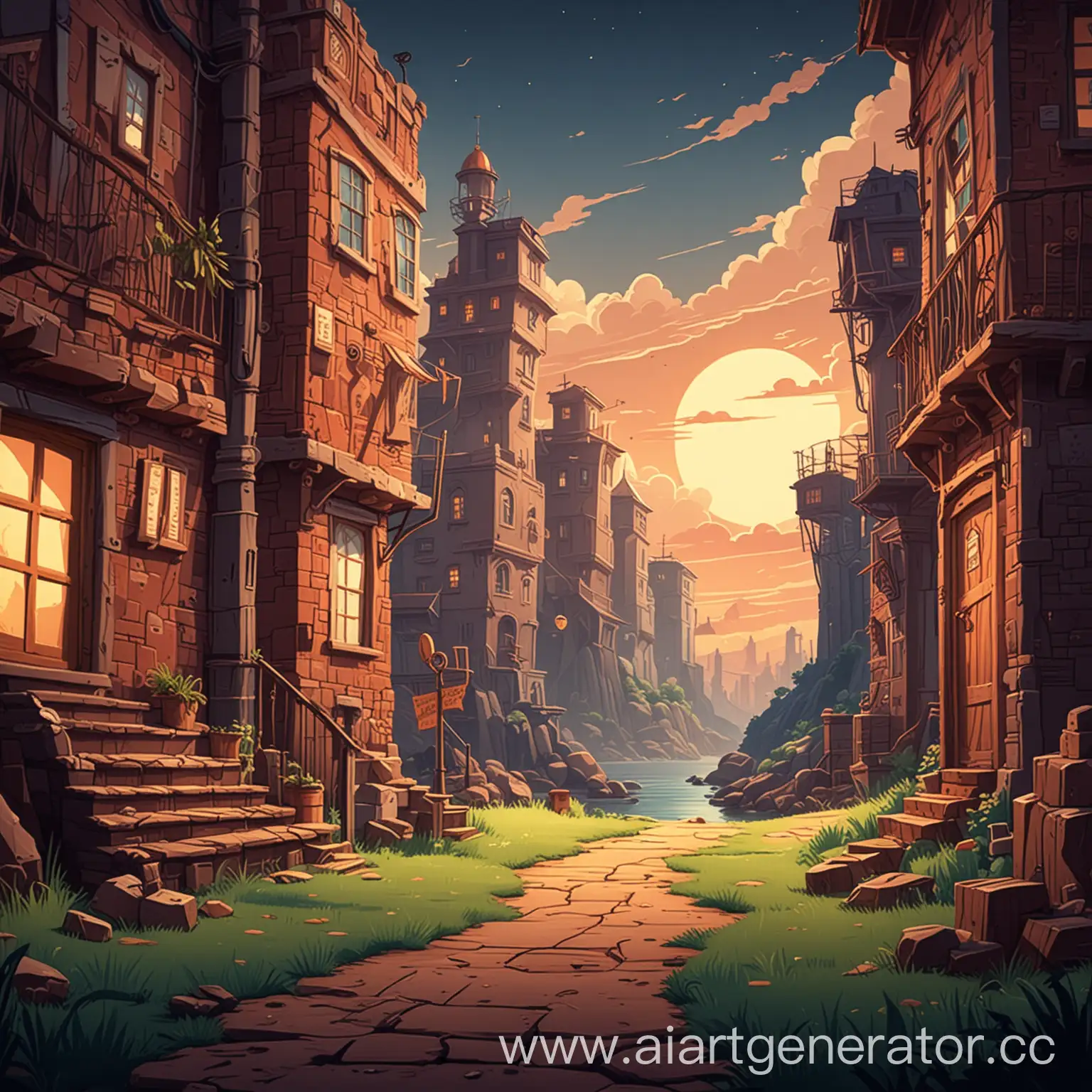 background picture for a 2D game in the style of the 30s cartoons