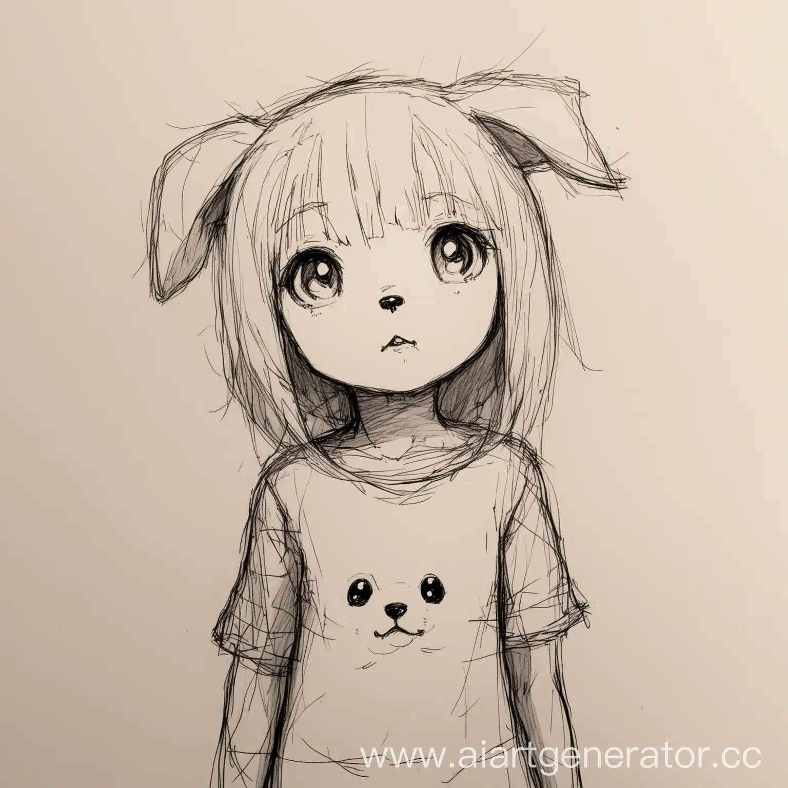 Sketch-of-a-Little-Girl-with-a-Dog