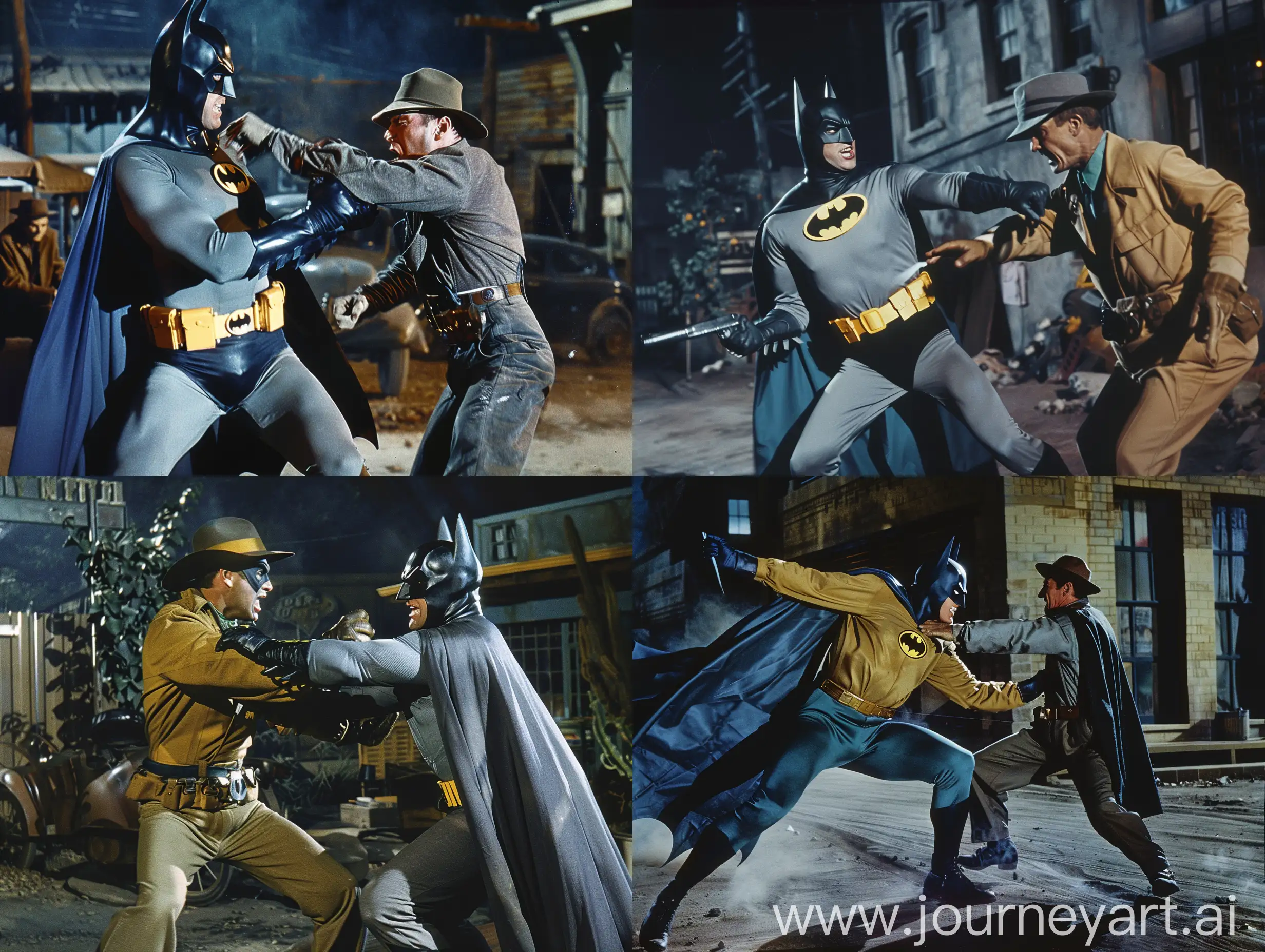Dynamic-1950s-Superpanavision-70-Color-Image-Batman-Confronts-Robber-in-Nighttime-Battle