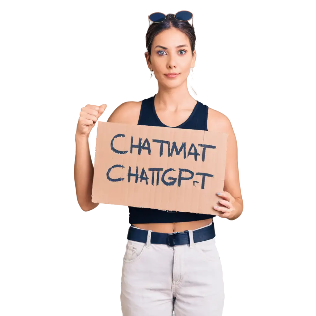 Cat holding sign that reads "ChatGPT"
