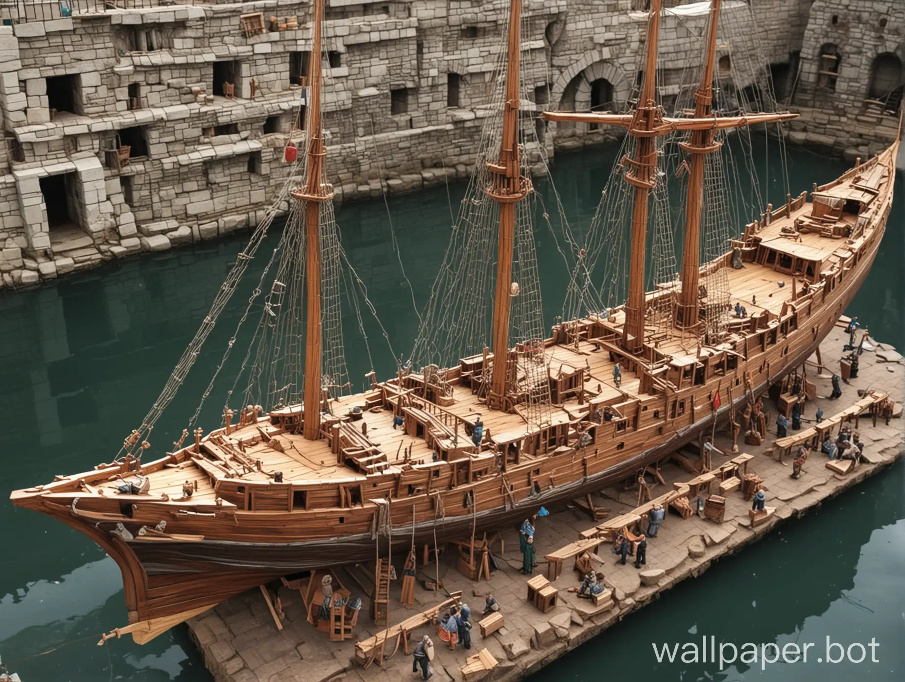 Medieval-Drydock-HalfFinished-Sailing-Ship-Construction