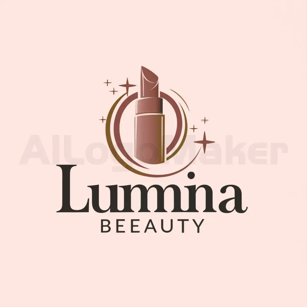 a logo design,with the text "LUMINA BEAUTY", main symbol:LIPSTICK,Moderate,clear background