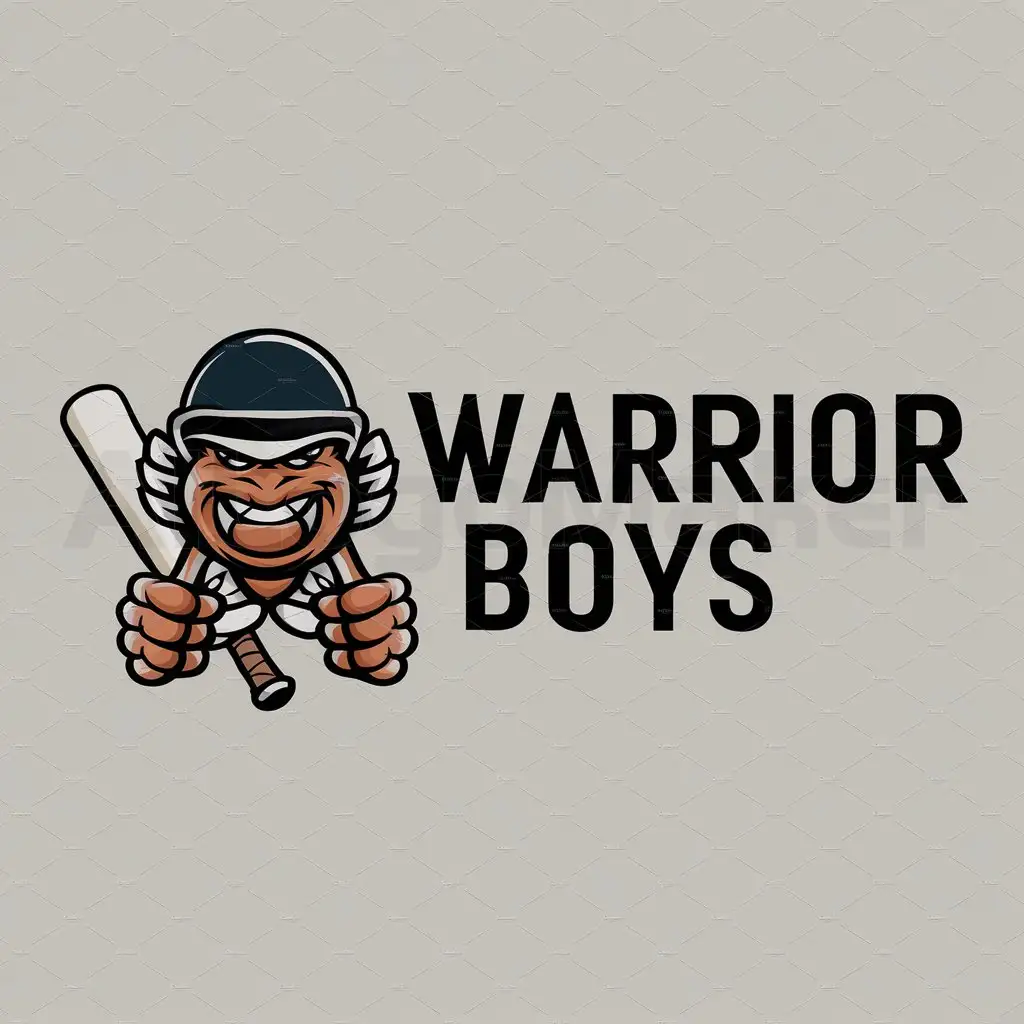 LOGO-Design-For-Warrior-Boys-Cricket-Logo-on-a-Moderate-Background