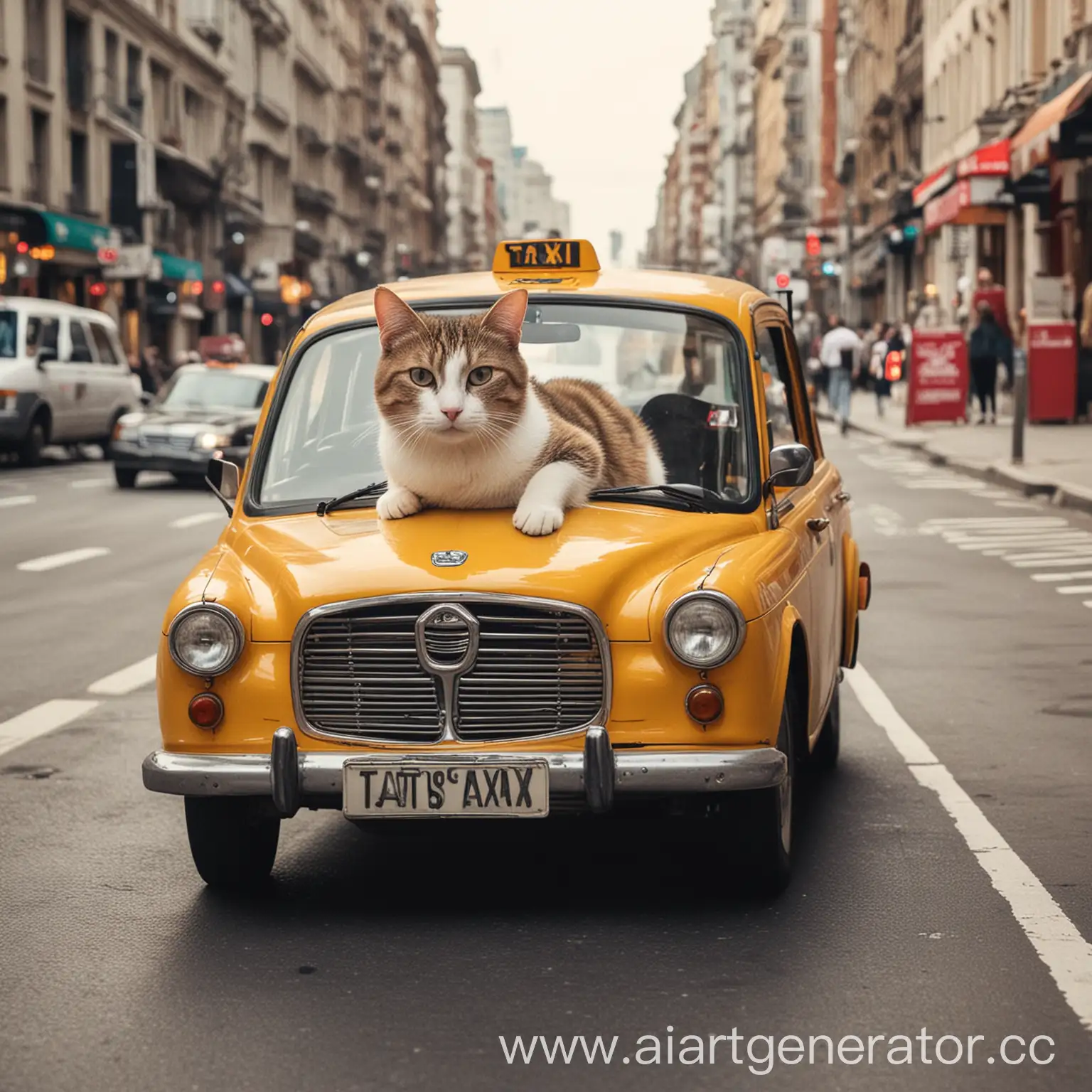 Кот за рулем такси