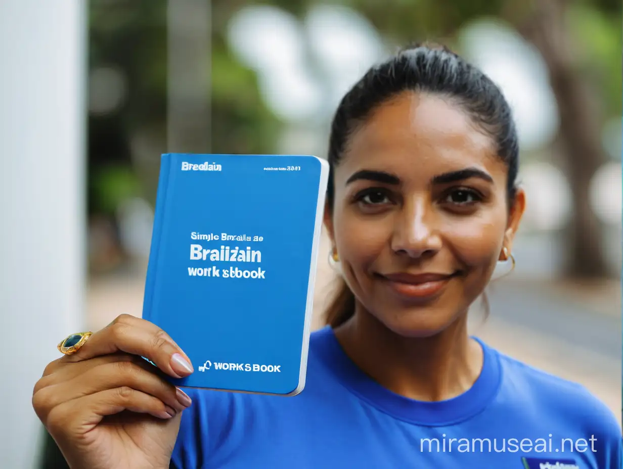 phone photo of simple brazilian woman holding a work book, posted to reddit in 2019, --style raw --s 0 --ar 9:16
