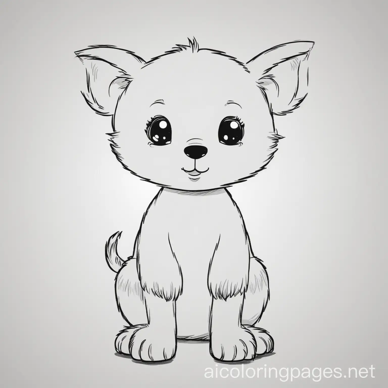 Kid animal, Coloring Page, black and white, line art, white background, Simplicity, Ample White Space. The background of the coloring page is plain white to make it easy for young children to color within the lines. The outlines of all the subjects are easy to distinguish, making it simple for kids to color without too much difficulty