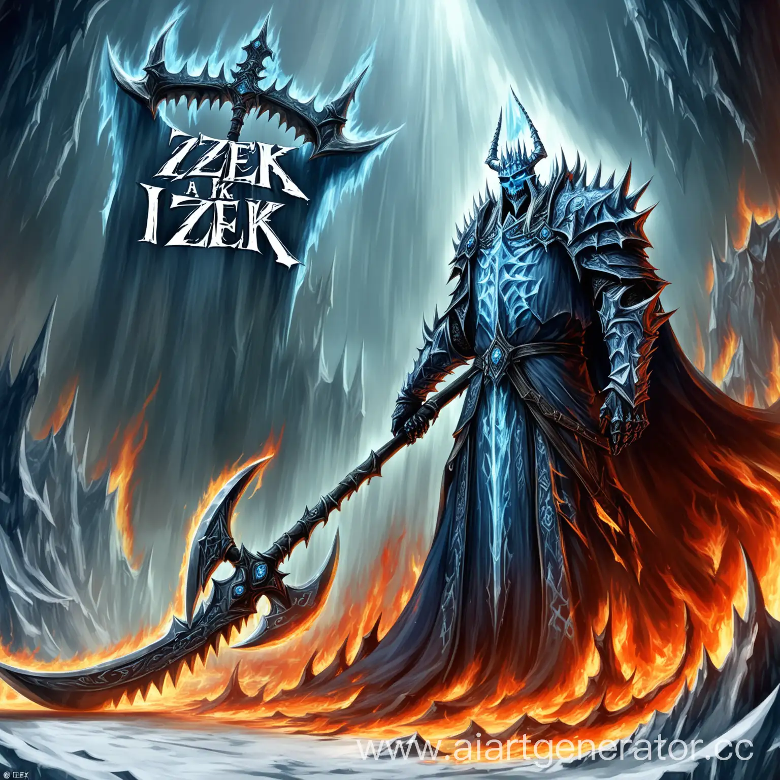 Fiery-Inscription-Izek-Beside-Lich-King-Holding-Scythe