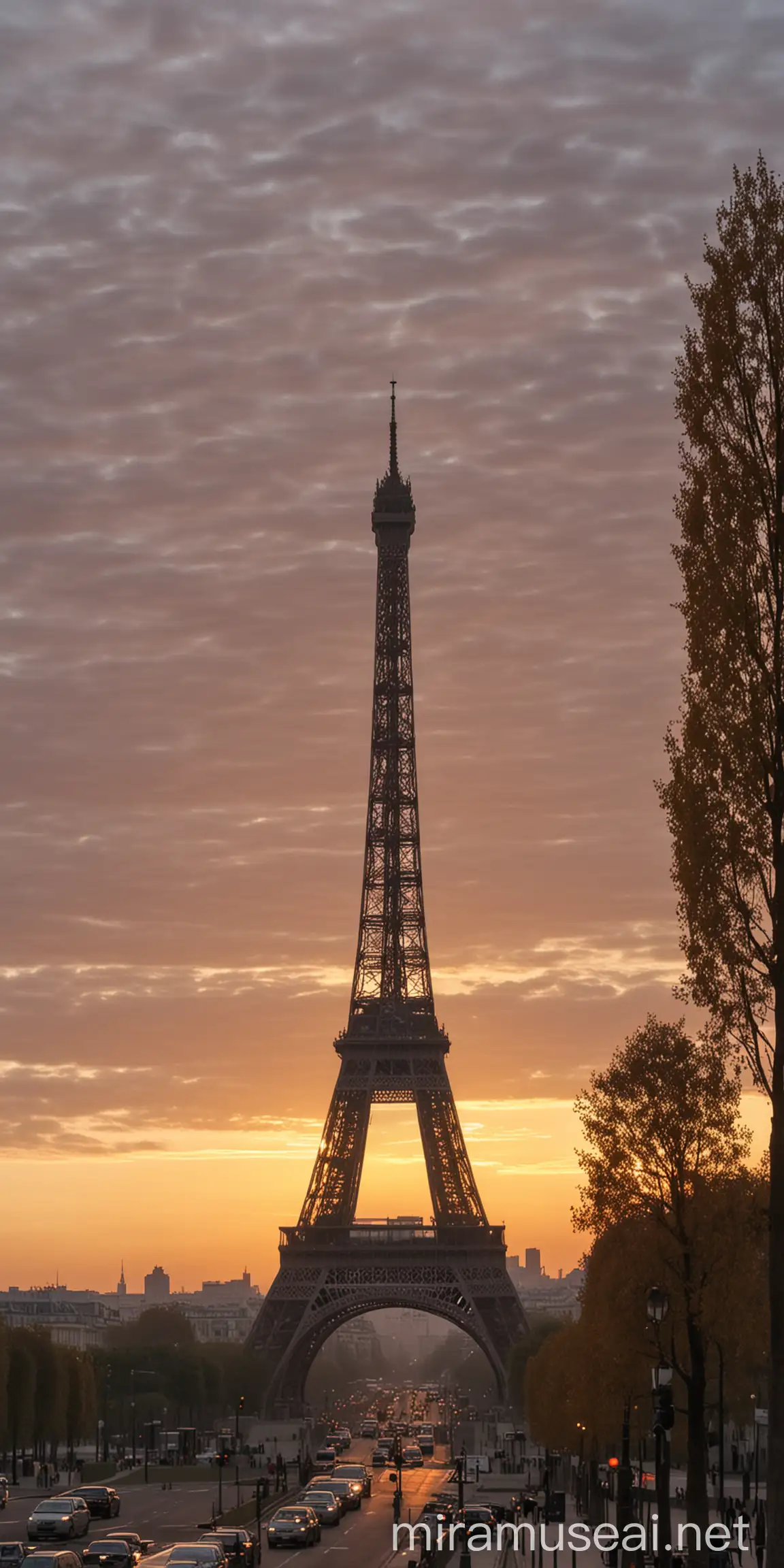 Sunrise at the Eiffel Tower A Captivating View of Paris