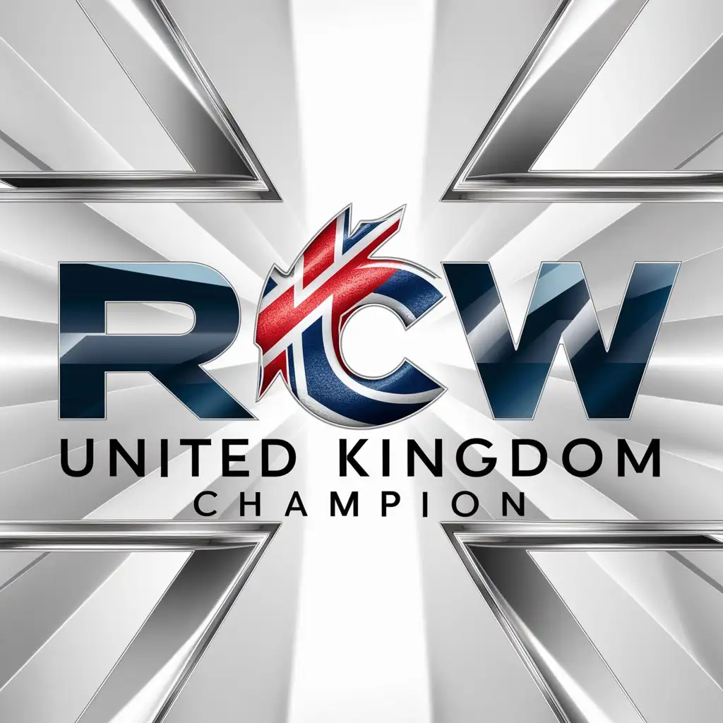 a logo design,with the text "RCW United Kingdom Champion", main symbol:anime UK Flag,complex,clear background