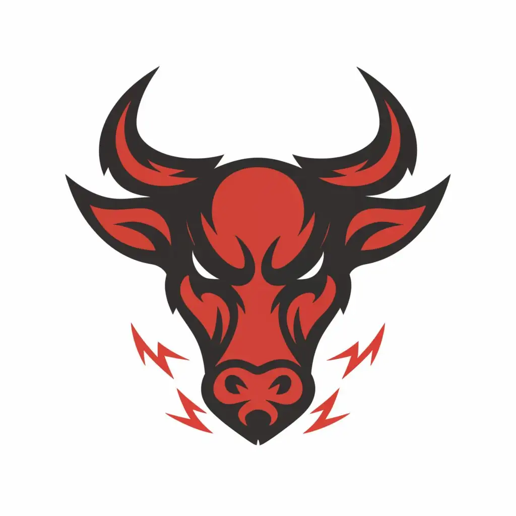 a logo design,with the text "Hour of the Bull", main symbol:Bull in black and red tones, with a scar on the eye and an earring in the eyebrow, the bull should be aggressive
on a black background
not too angular
the picture should reflect a teenage spirit
to be the logo of a punk rock group
without inscriptions
similar to the logo of the group 'Kis Kis',Moderate,clear background