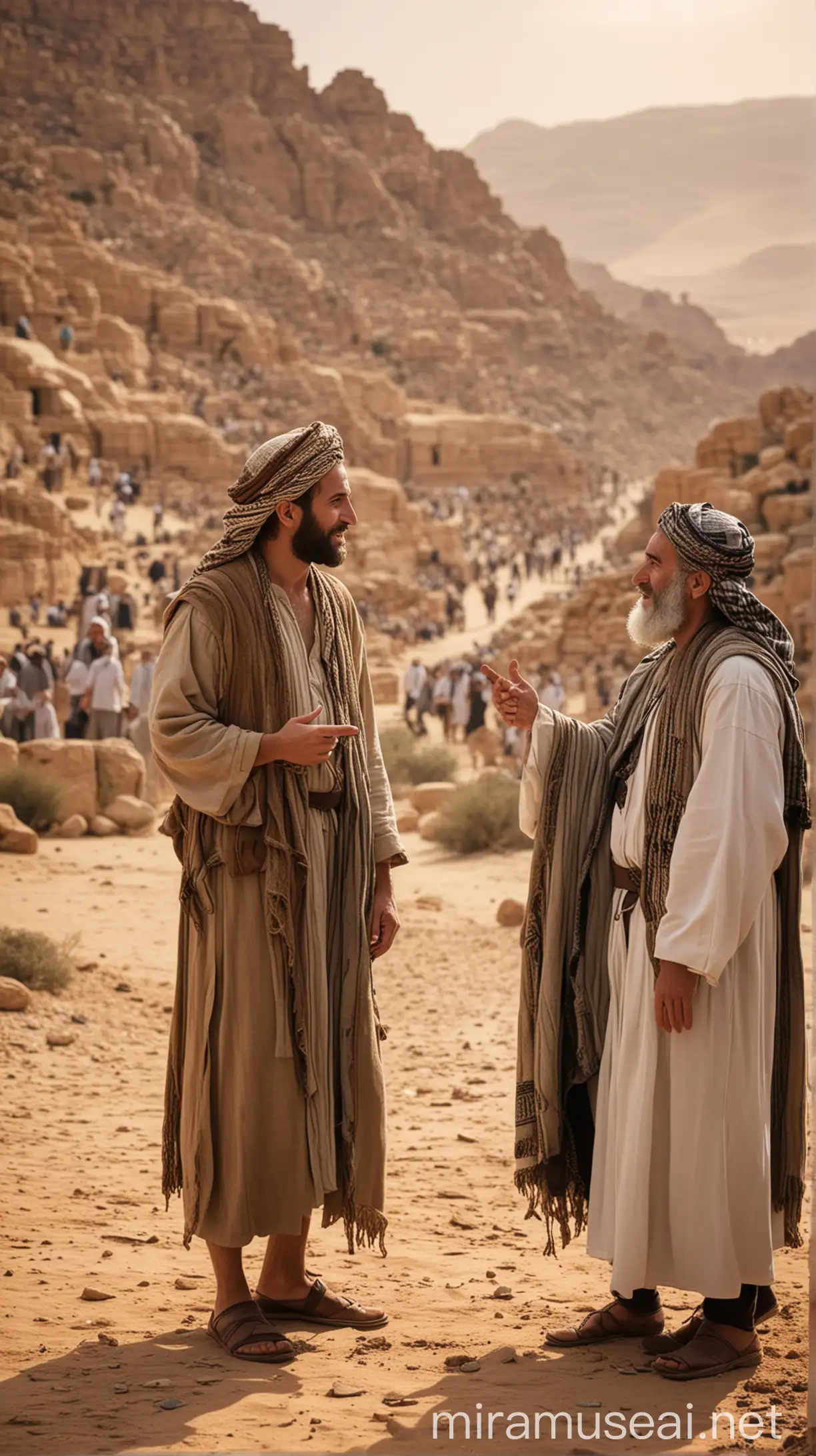 Ancient Jewish Men Addressing Desert Gathering