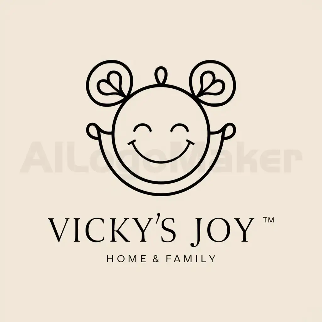 a logo design,with the text "Vickys joy", main symbol:la felicidad de Vicky,complex,be used in Home Family industry,clear background