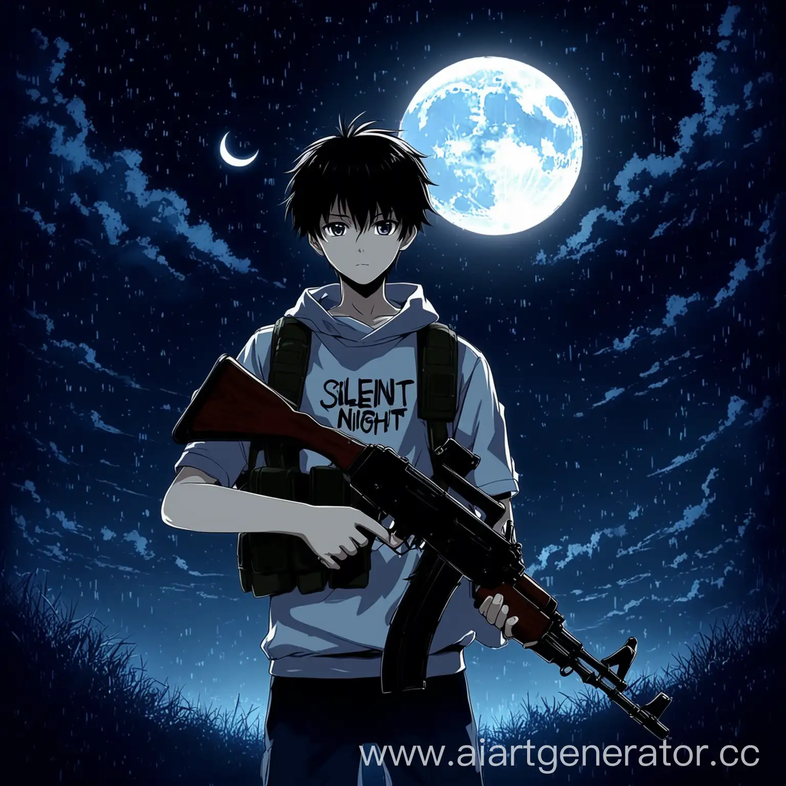 Silent-Anime-Boy-with-Kalashnikov-and-Digl-Against-Moonlit-Night-Sky