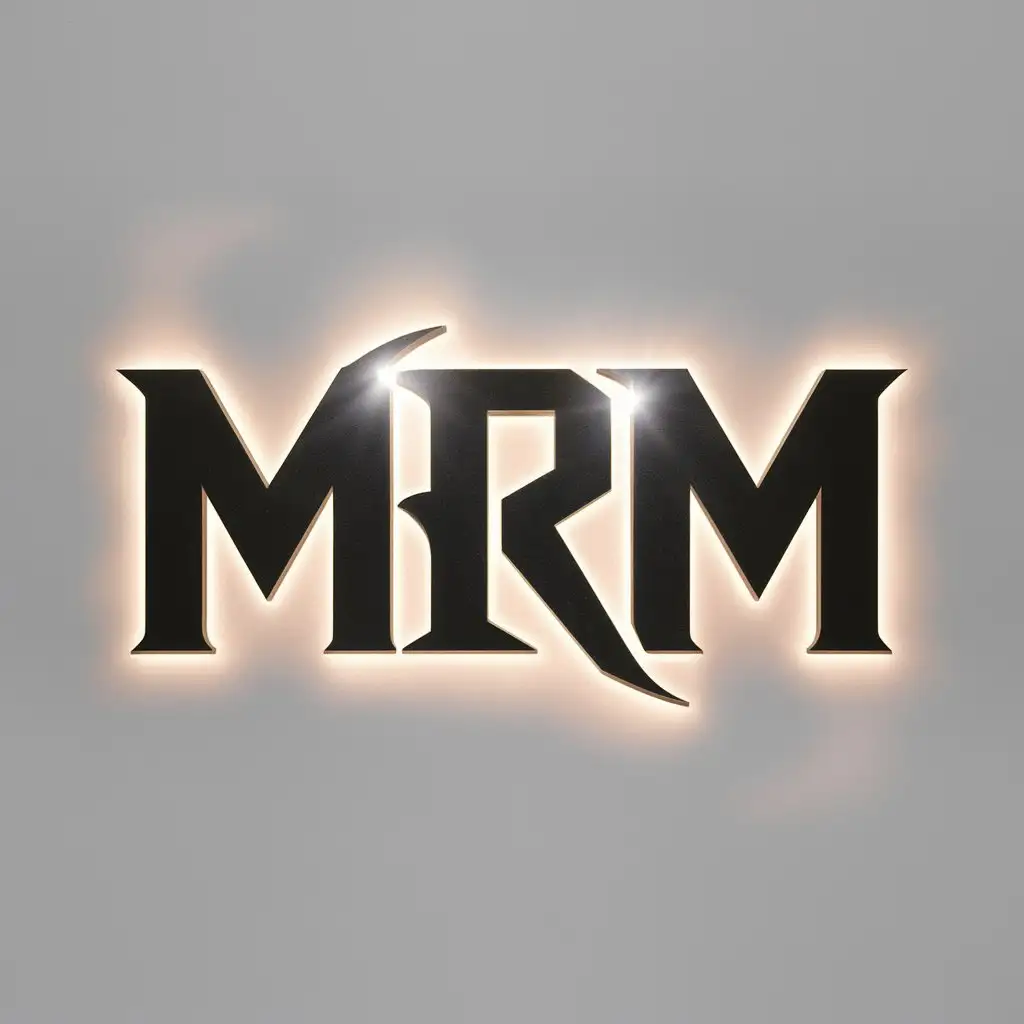 a logo design,with the text "MrM", main symbol:dark style, text glow effect,Moderate,clear background